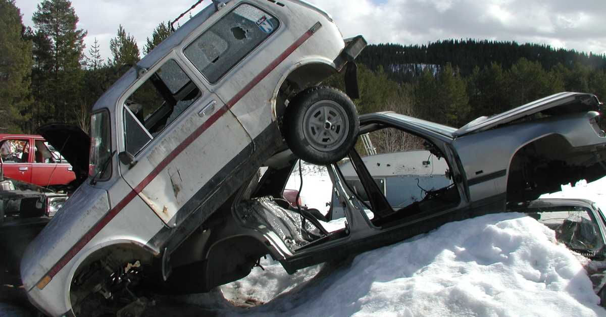 Car Wreck In Snow and Ice